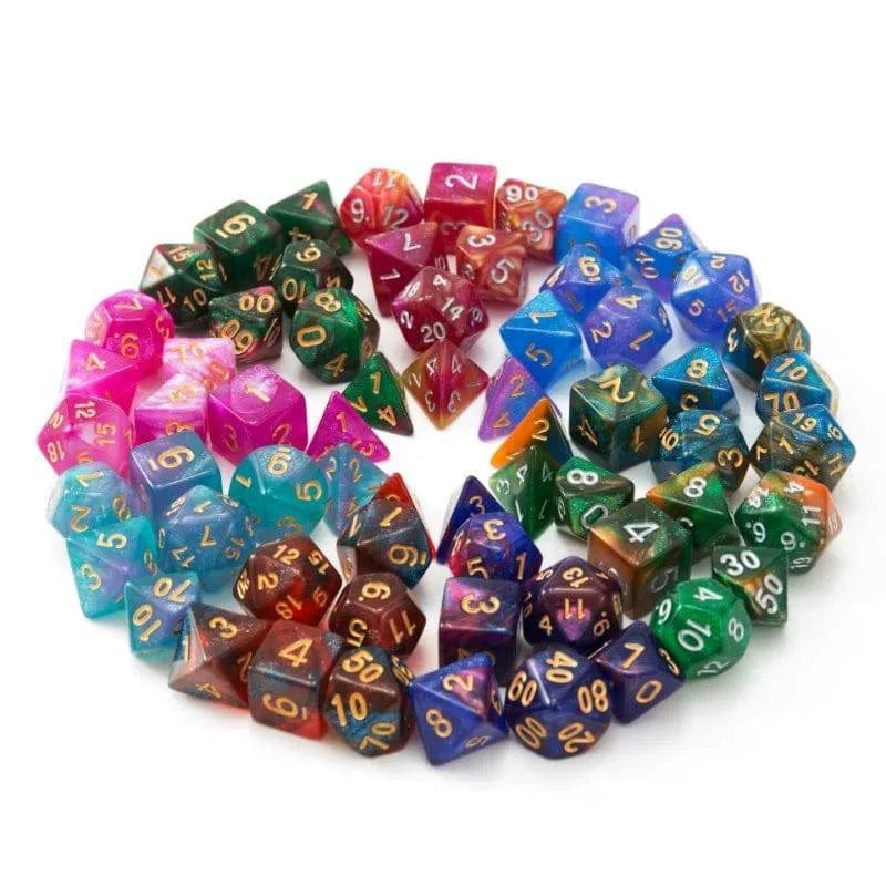 7pcs/lot Polyhedral Dice D4 D6 D8 D% D10 D12 D20 Table Games Digital Dice Entertainment Party Board Game Double Colors Dice Set - The Adventurer's Chest