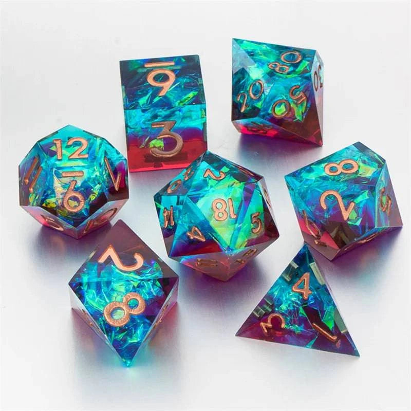 DnD Handmade Death Volcano Dice Set for Dungeons and Dragons, D&D Full Set Sharp Edge Resin Dice, Role Playing Games - The Adventurer's Chest