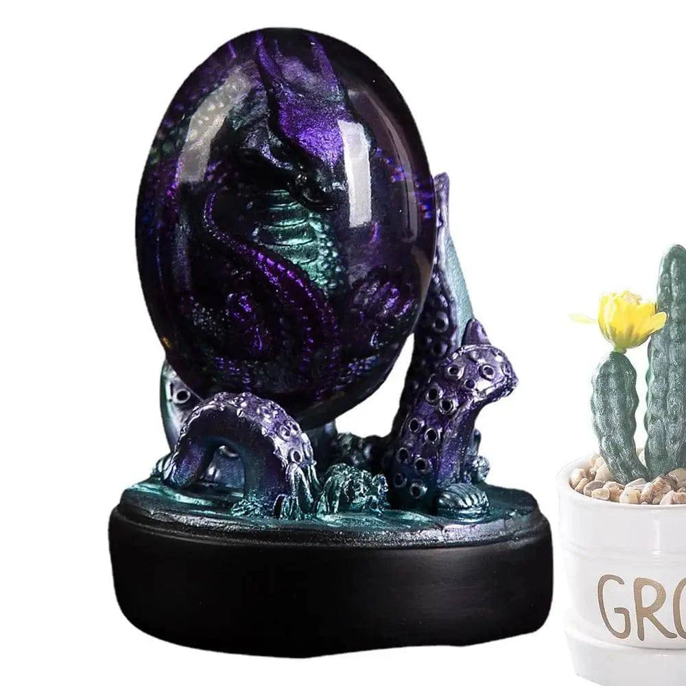 Enchanted Luminous Dragon Egg with Octopus Claw Base - Magical Resin Collectible for Adventurers and Gift-Givers - The Adventurer's Chest