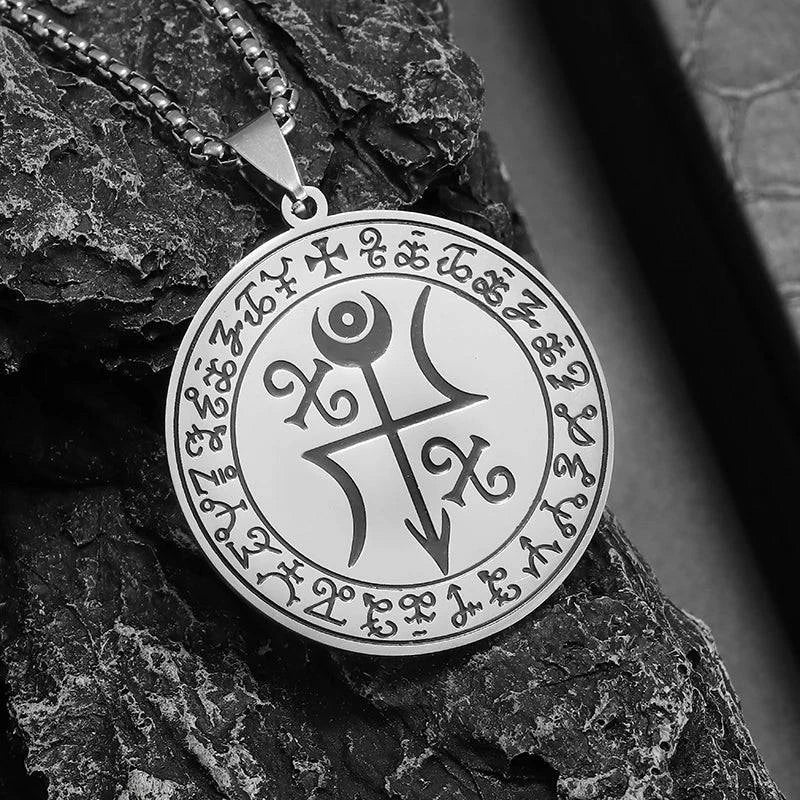 Arcane Enchantment Circle Pendant Necklace - Unisex Stainless Steel Amulet for Daily Questing - The Adventurer's Chest