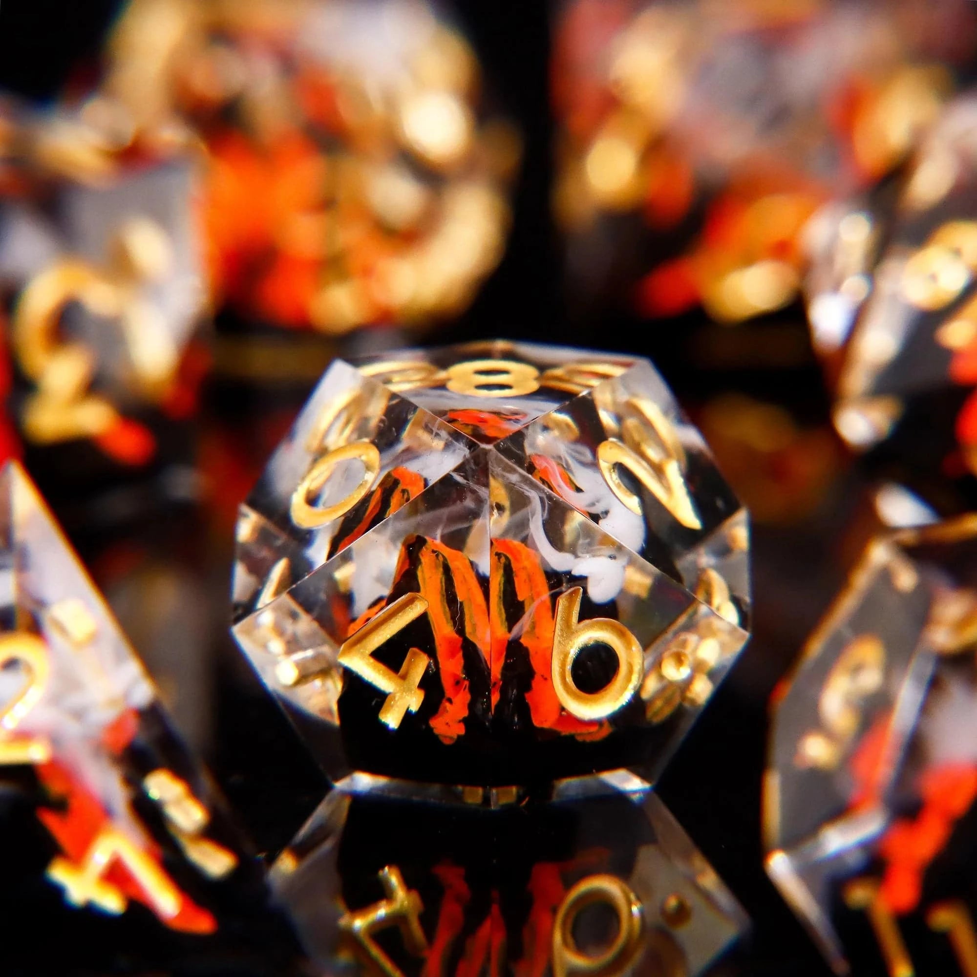 DnD Handmade Death Volcano Dice Set for Dungeons and Dragons, D&D Full Set Sharp Edge Resin Dice, Role Playing Games - The Adventurer's Chest