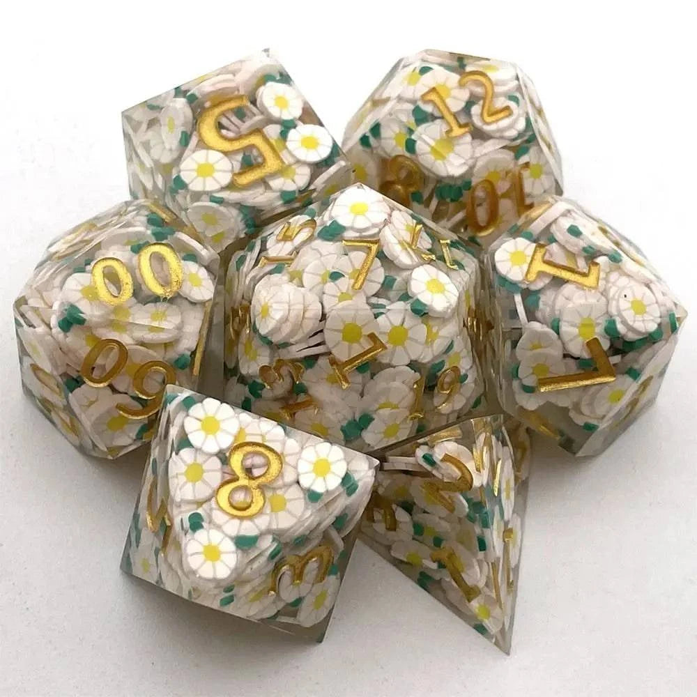 7Pcs Polyhedral Resin Dice Set Dices Table Games Accessory D6 D8 D10 D12 D20 For D&d DND - The Adventurer's Chest