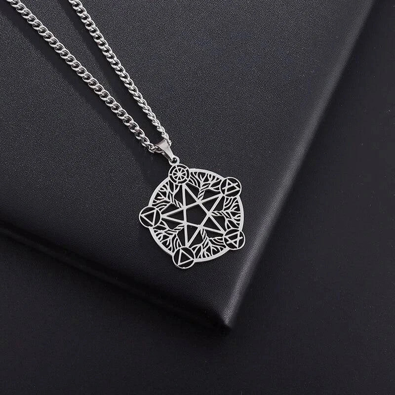 Arcane Pentagram Pendant - Unisex Stainless Steel Amulet of Eternal Mysticism for Adventurers - The Adventurer's Chest