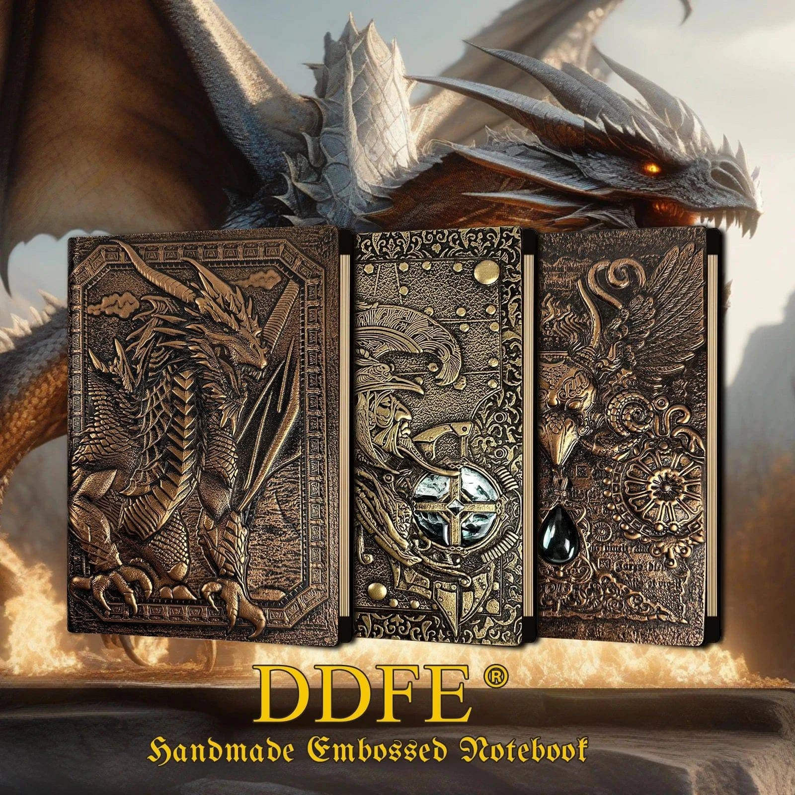 Dungeons & Dragons 3D Embossed Leather Journal - 400 Page Refillable Notebook for RPG Adventures and Dice Accessories - The Adventurer's Chest