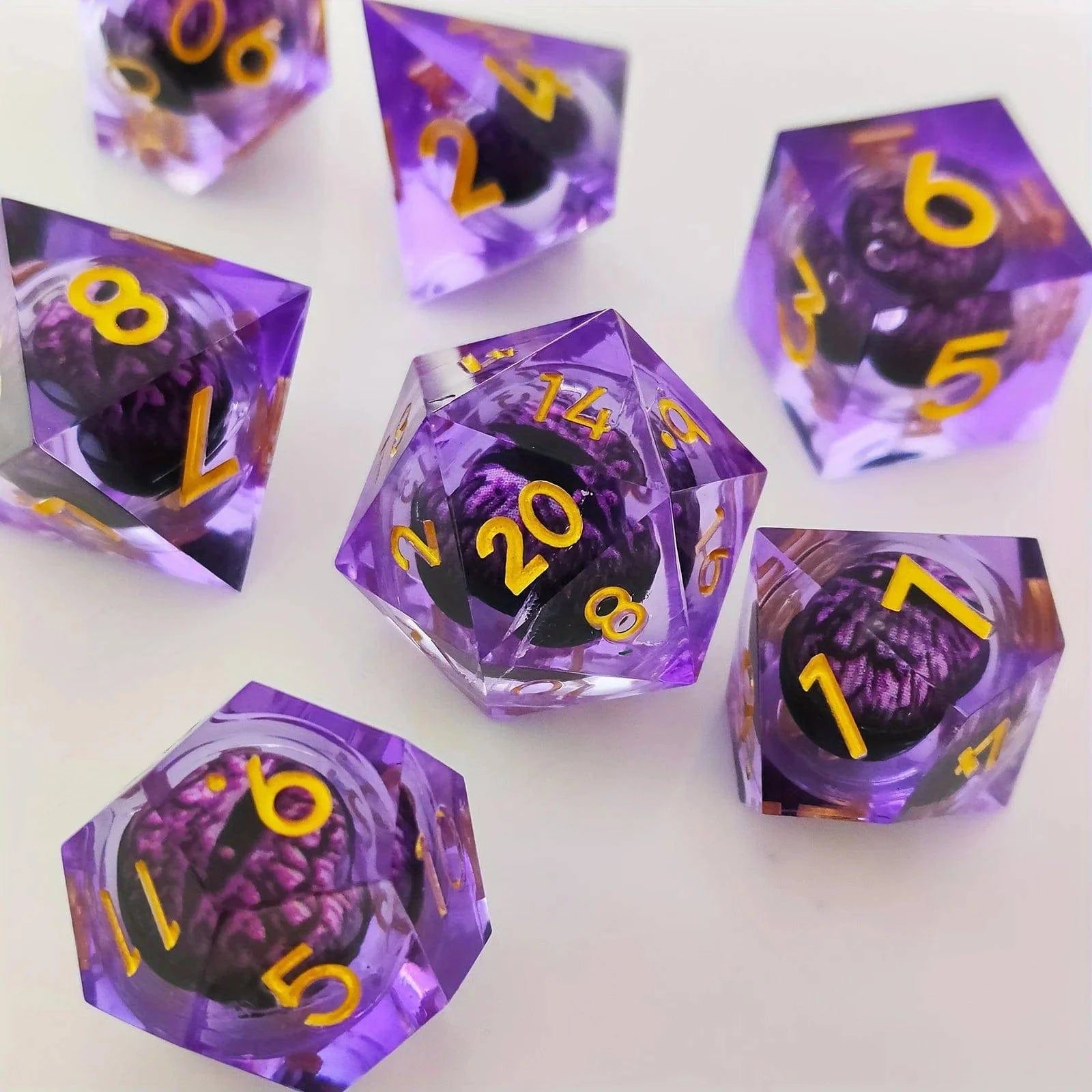 7PCS/Set Dnd Liquid Flow Eye Dice Set Ring Sharp Edge Polyhedral Dungeon and Dragon Pathfinder Role Playing Board Game D&D Dice - The Adventurer's Chest