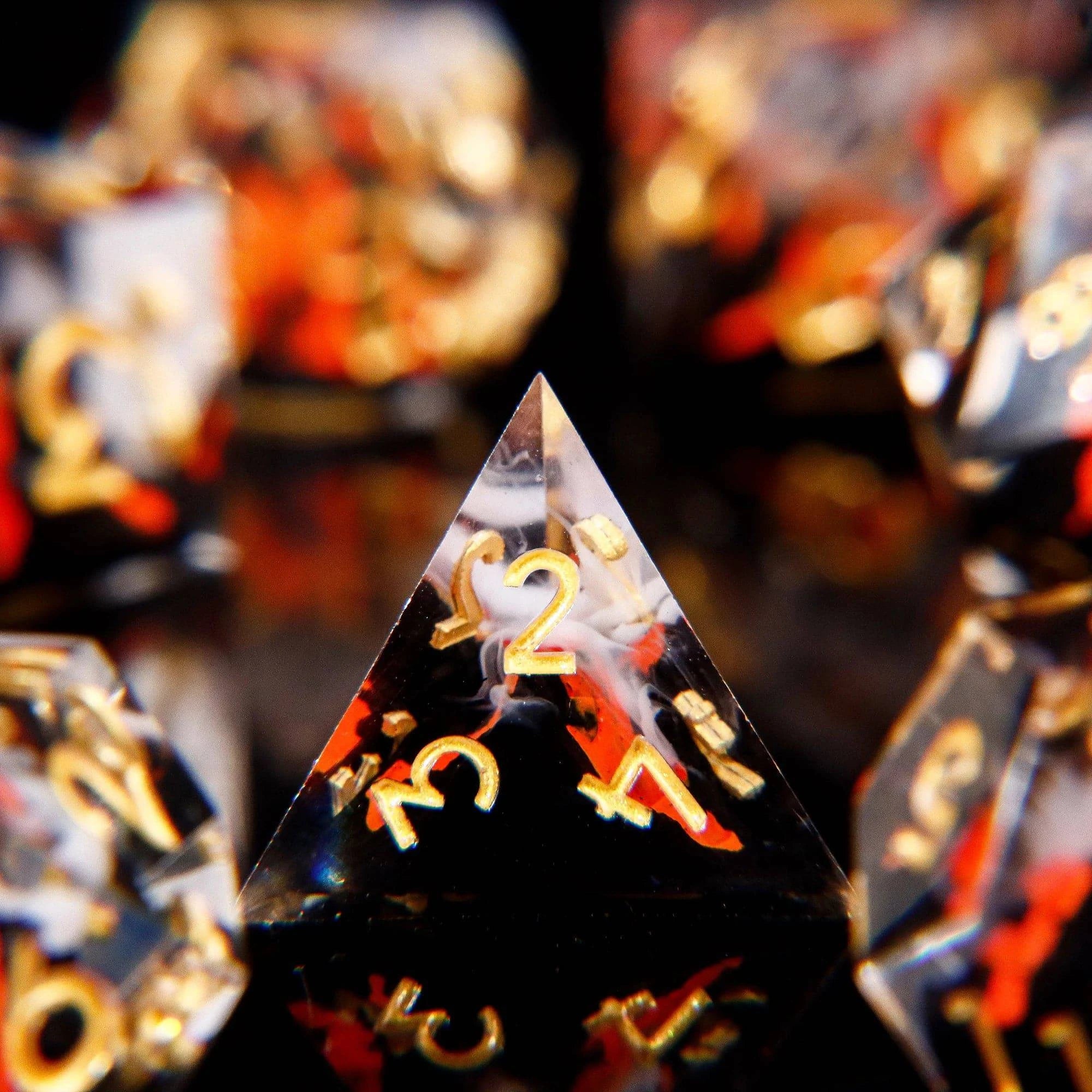 DnD Handmade Death Volcano Dice Set for Dungeons and Dragons, D&D Full Set Sharp Edge Resin Dice, Role Playing Games - The Adventurer's Chest