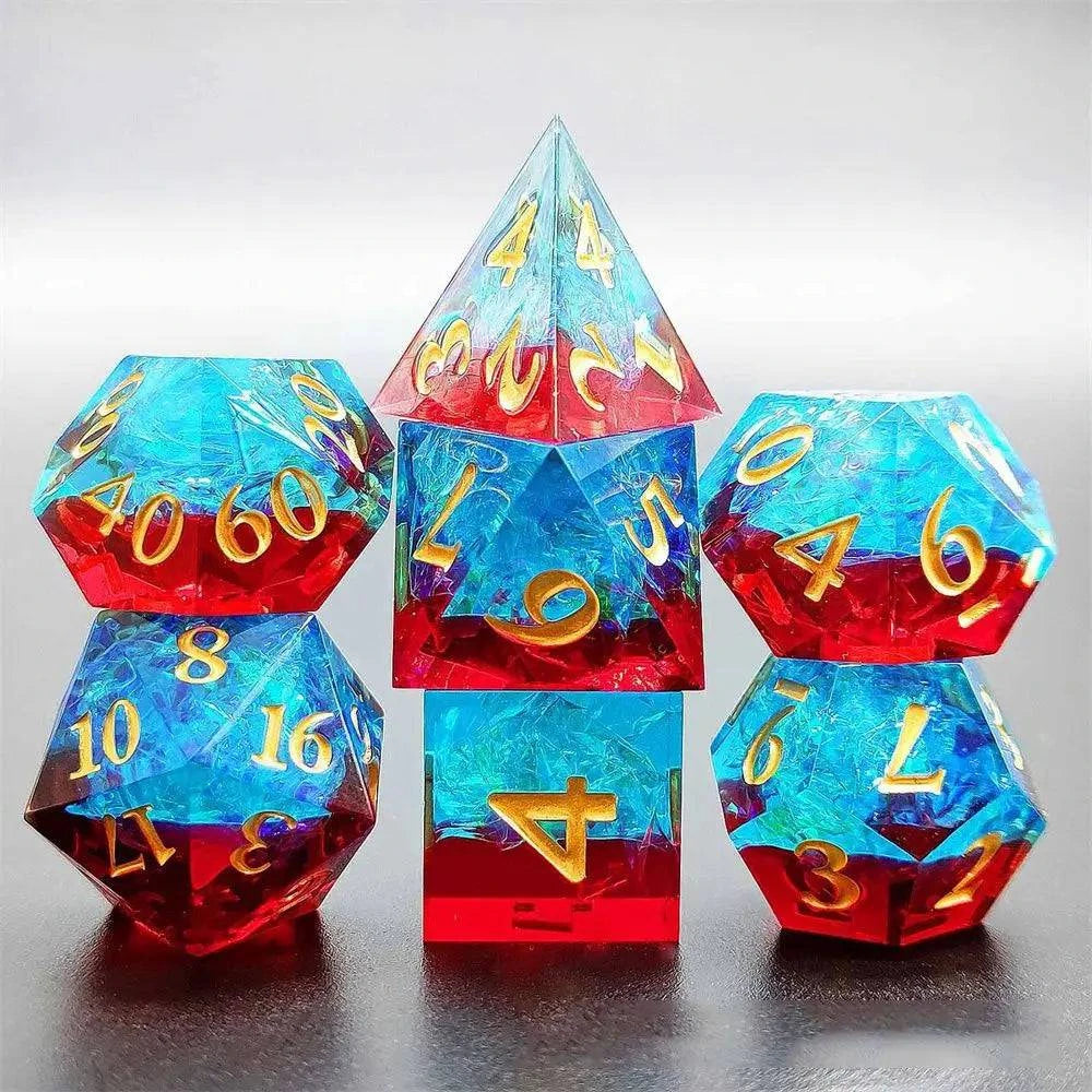 7Pcs Flowers Design Polyhedral Dice Set Transparent Resin Dices Hot Party Table Games Accessories D6 D8 D10 D12 D20 For D&d DND - The Adventurer's Chest