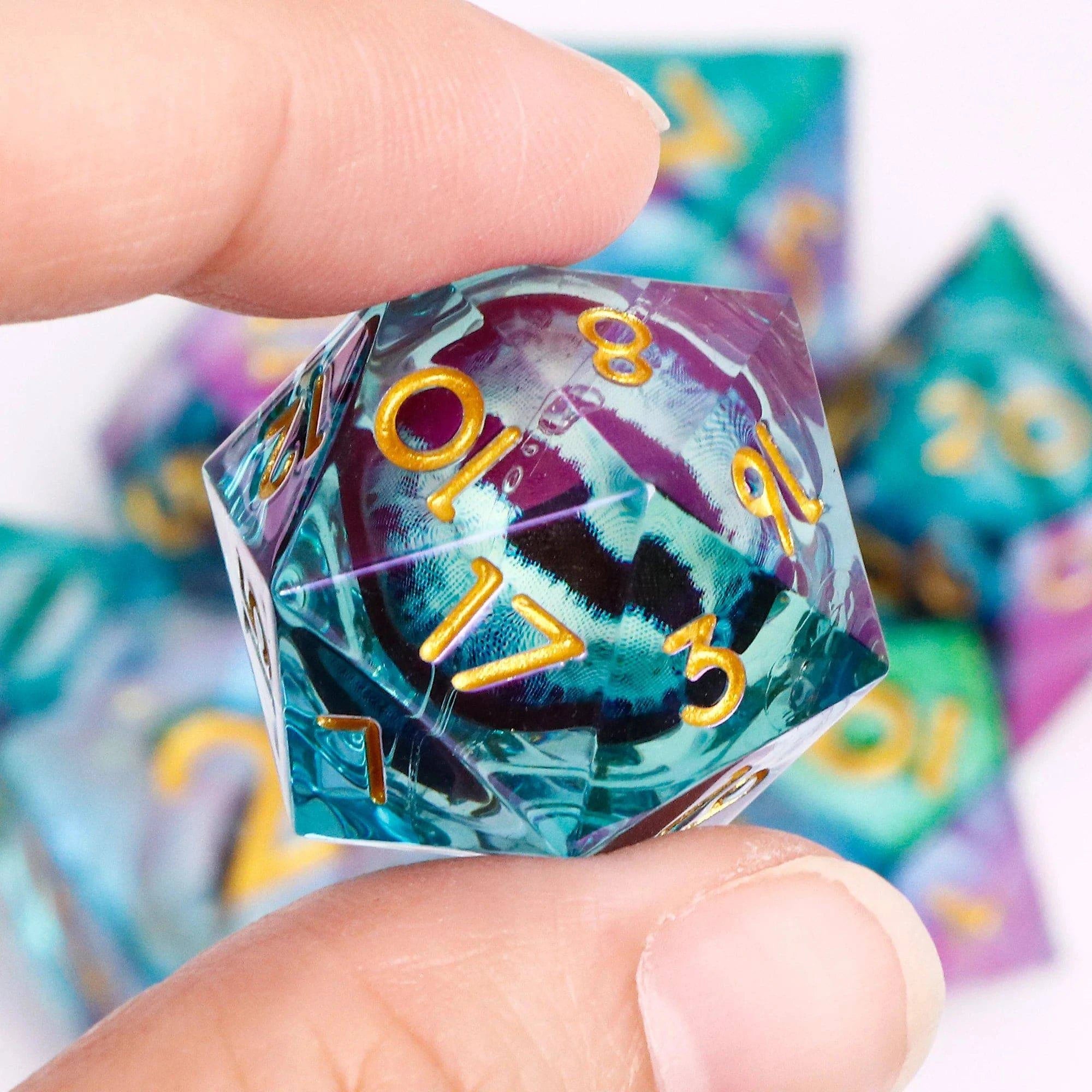 DnD Liquid Core Dragon Eye Dice Set for Dungeons and Dragons, RPG Polyhedral Dice set, d&d dice, Handmade Dice Set Gifts - The Adventurer's Chest