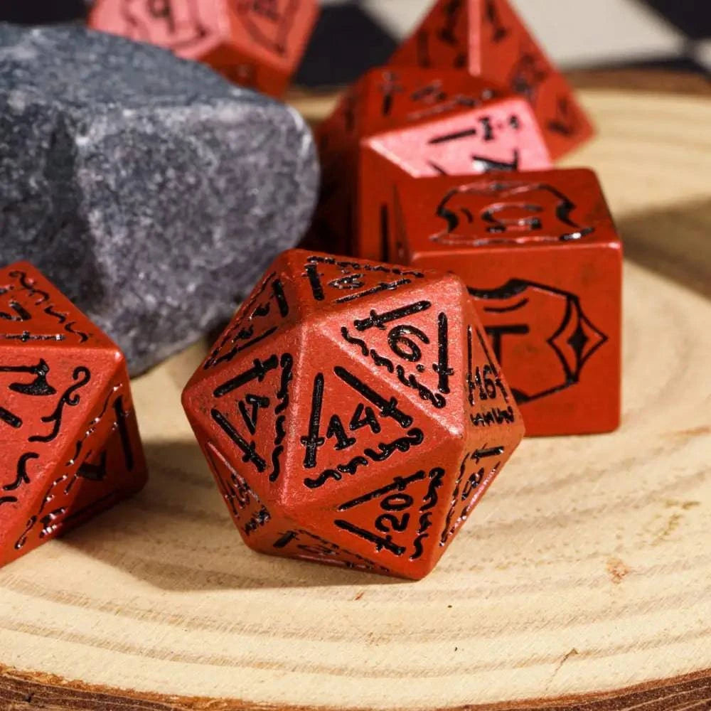 Cusdie Retro Style DND Dices with Shield Sword Resin D&D Dice D4-D20 Polyhedral Game Dice Set for Role Playing Board Games - The Adventurer's Chest