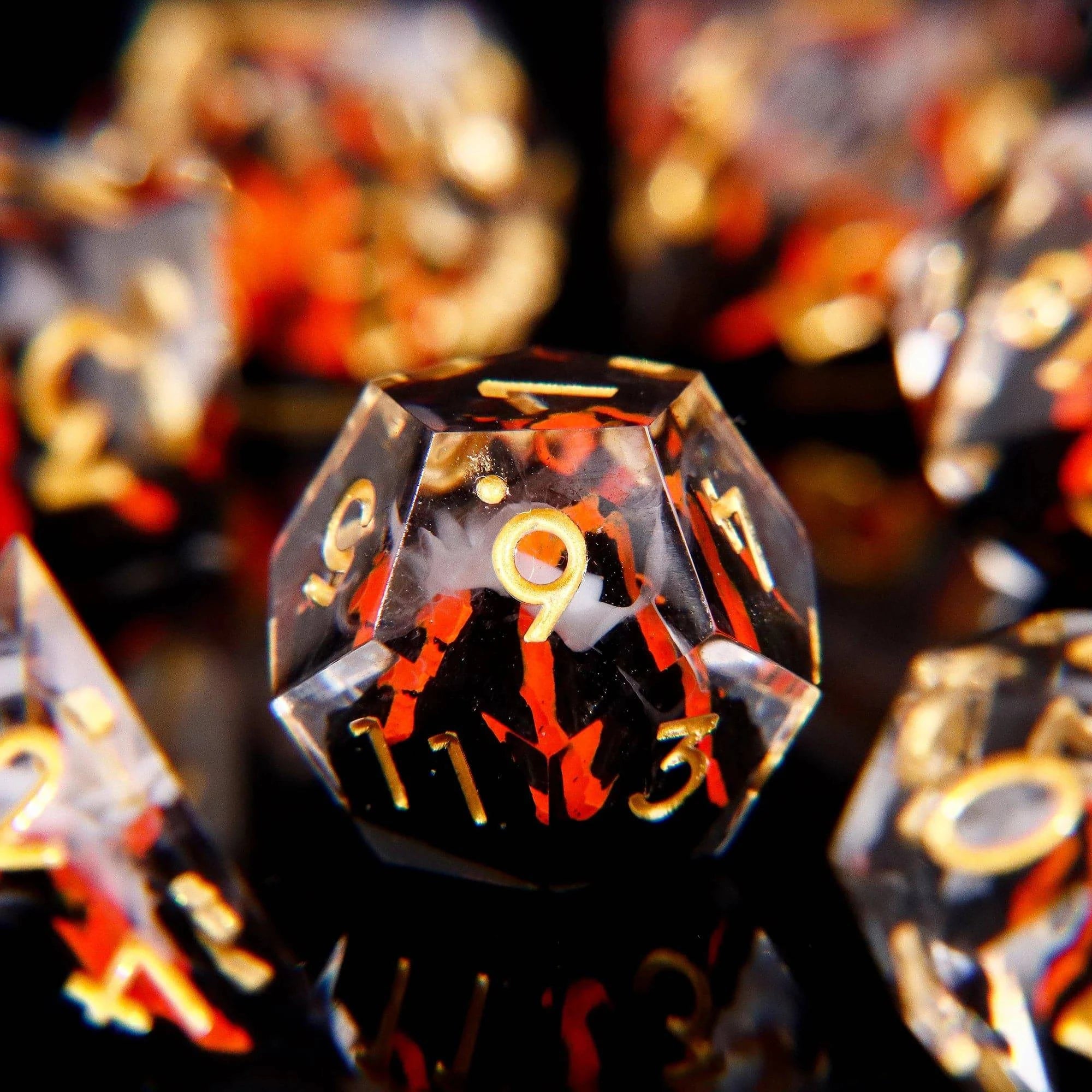 DnD Handmade Death Volcano Dice Set for Dungeons and Dragons, D&D Full Set Sharp Edge Resin Dice, Role Playing Games - The Adventurer's Chest