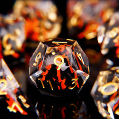 DnD Handmade Death Volcano Dice Set for Dungeons and Dragons, D&D Full Set Sharp Edge Resin Dice, Role Playing Games - The Adventurer's Chest