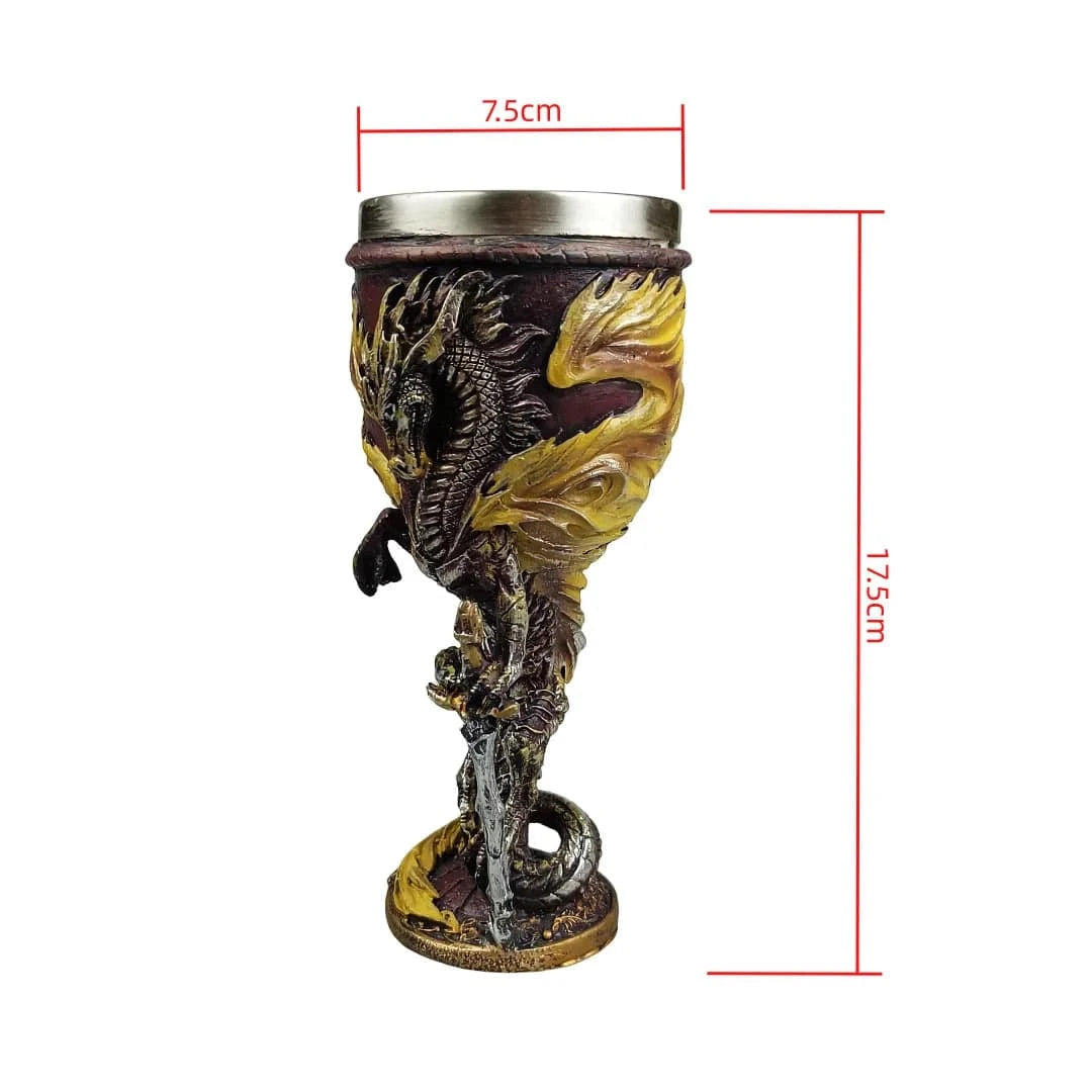 200ml 3D Dragon-Themed Stainless Steel & Resin Goblet Chalice for Wine, Beer, and Coffee - Perfect Gift for Dungeons & Dragons Fans