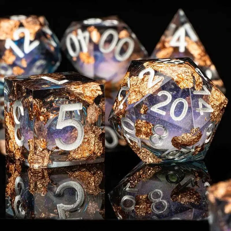 7 Dice Set Dnd Resin Dice For Dungeons and DragonsResin sharp edge dice Liquid Core D&D Polyhedral Dice Gift - The Adventurer's Chest