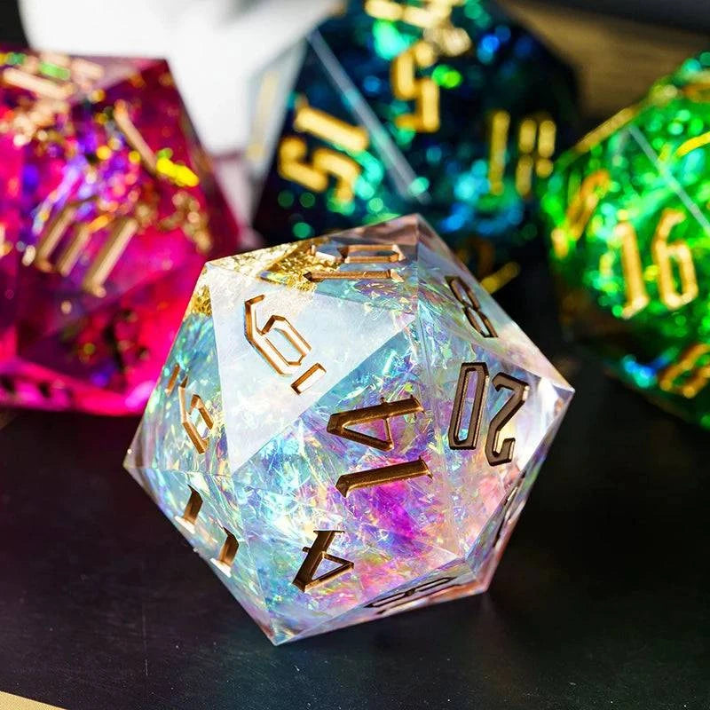 33mm D20 Dice Rainbow Film Dice for Role Playing Game Single D20 Polyhedral RPG Dice, D & D, Bar, Pub, Party Accessories - The Adventurer's Chest