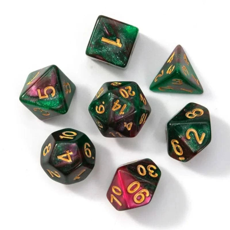 7pcs/lot Polyhedral Dice D4 D6 D8 D% D10 D12 D20 Table Games Digital Dice Entertainment Party Board Game Double Colors Dice Set - The Adventurer's Chest