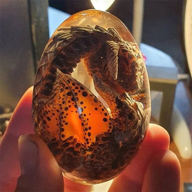 Luminous Dragon Egg: Enchanted Lava Dinosaur Resin Sculpture for Adventurers and Collectors - The Adventurer's Chest