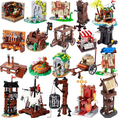 Medieval Fortress MOC Building Blocks Set - Kitchen, Watchtower, and Accessories for Kids K039