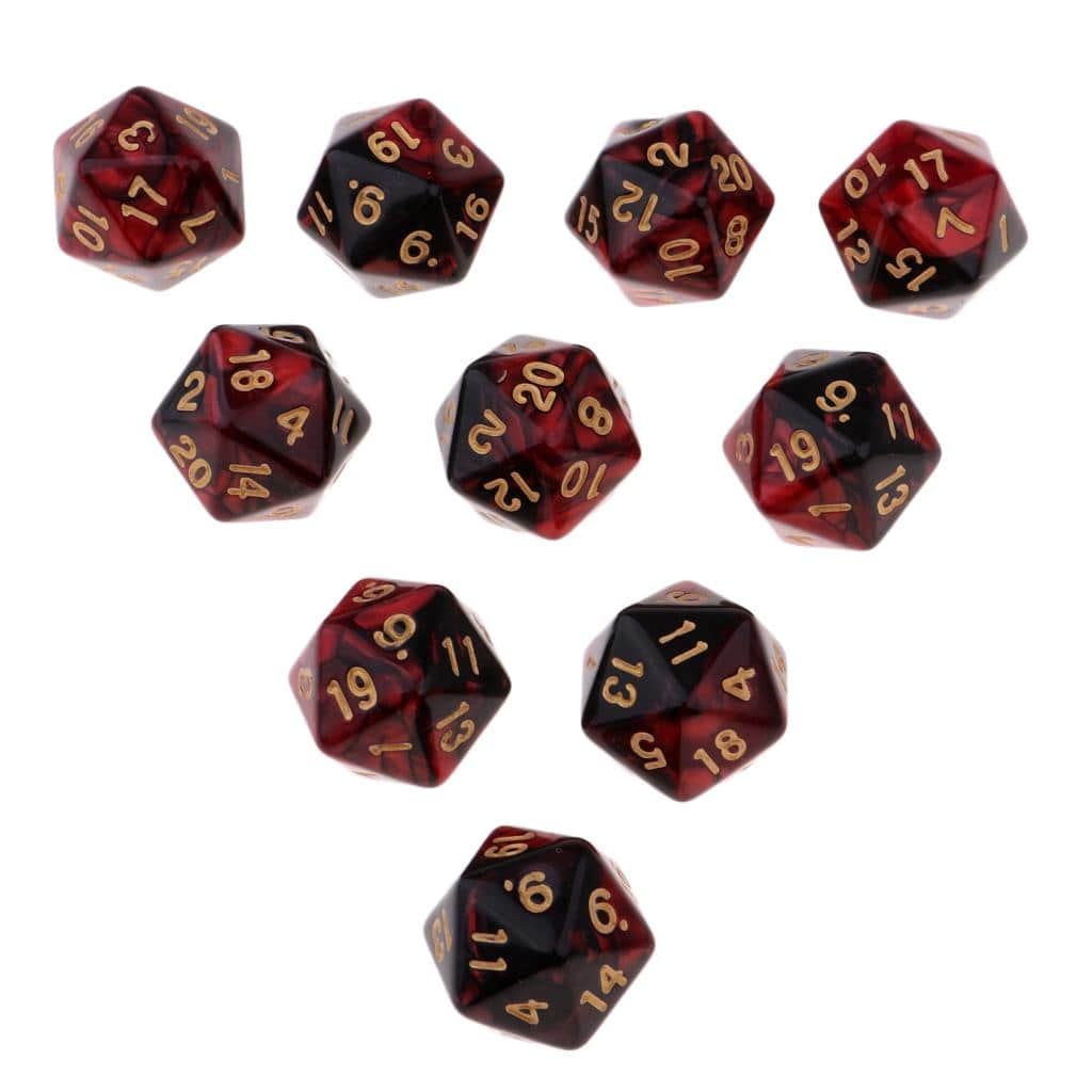 10pcs/Set D20 Colored Acrylic Polyhedral Dice 20-sided Dice Game Set Two-COLORS Swirl DND Dice Set for D&D TRPG Board Game Dice - The Adventurer's Chest