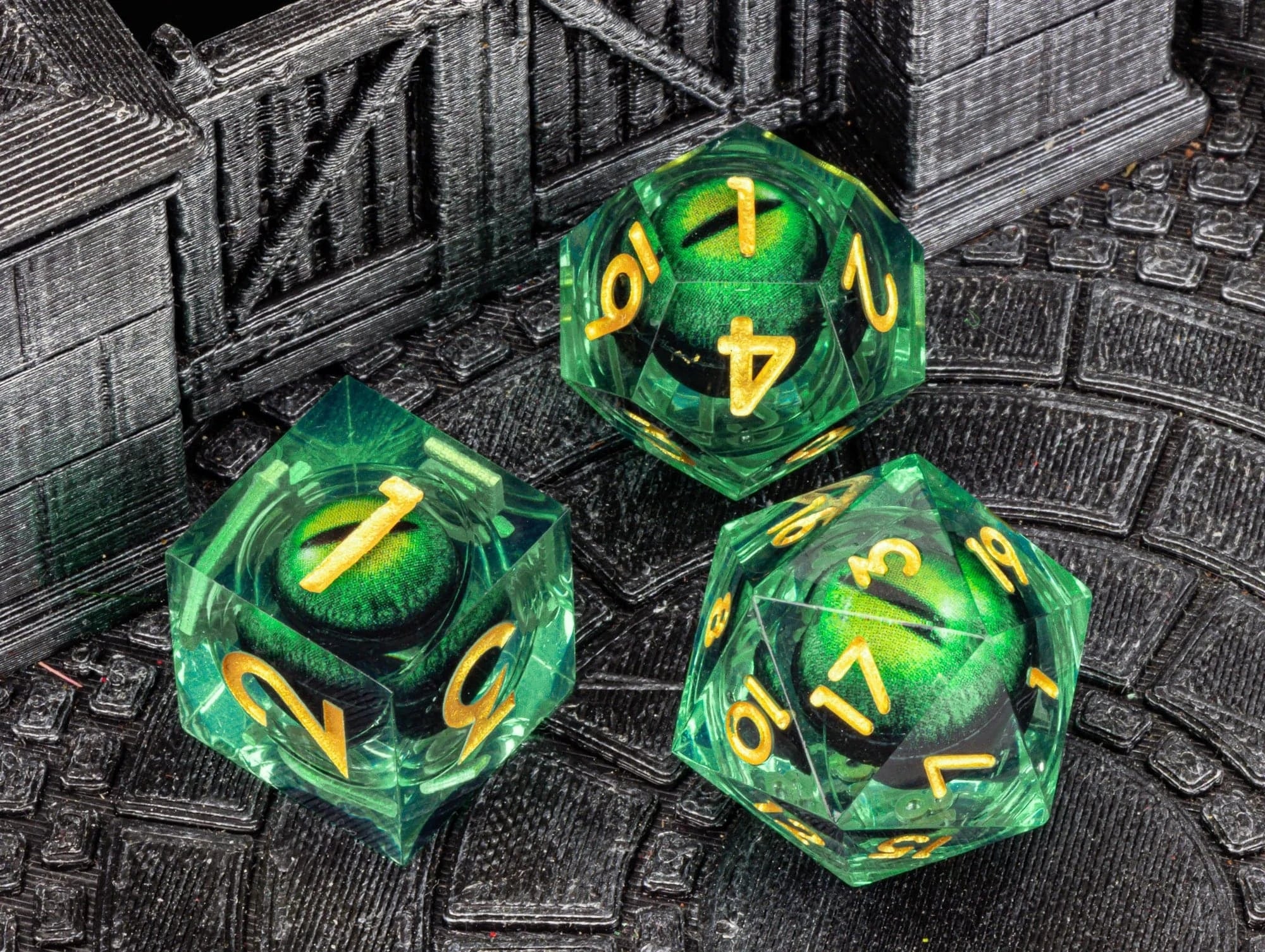 DnD Liquid Core Dragon Eye Dice Set for Dungeons and Dragons, RPG Polyhedral Dice set, d&d dice, Handmade Dice Set Gifts - The Adventurer's Chest