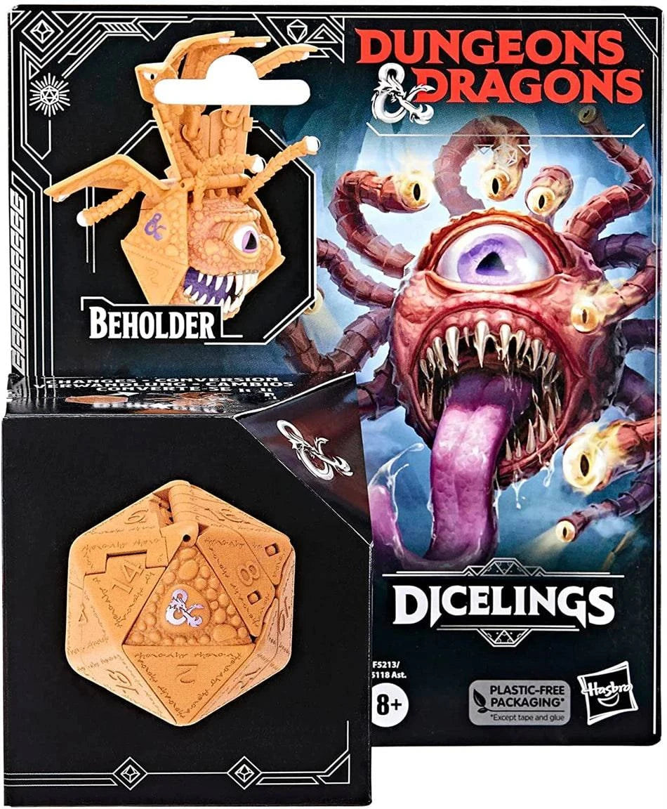 Hasbro Dungeons & Dragons Dicelings Collectible Figures: Beholder, Owlbear, Themberchaud, Displacer Beast, and Mimic Models