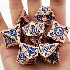 7Pcs/Set Metal Material Solid Polyhedral Dice Set Hot Party Table Games Dices Accessory  For D&d DND D6 D8 D10 D12 D20 - The Adventurer's Chest