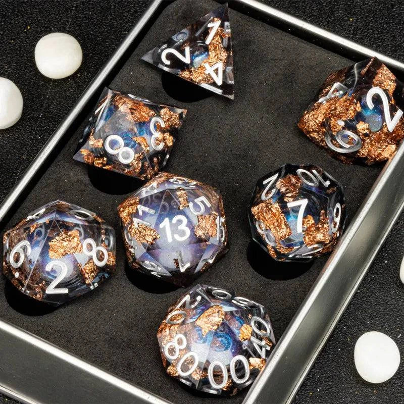 7 Dice Set Dnd Resin Dice For Dungeons and DragonsResin sharp edge dice Liquid Core D&D Polyhedral Dice Gift - The Adventurer's Chest