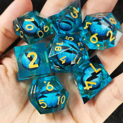 7PCS/Set Dnd Liquid Flow Eye Dice Set Ring Sharp Edge Polyhedral Dungeon and Dragon Pathfinder Role Playing Board Game D&D Dice - The Adventurer's Chest