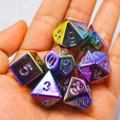 7Pcs/Set New Gold Plating Dice D&D COC Dice D4 D6 D8 D10 D% D12 D20 Table Games DND RPG Polygonal Dice Set - The Adventurer's Chest