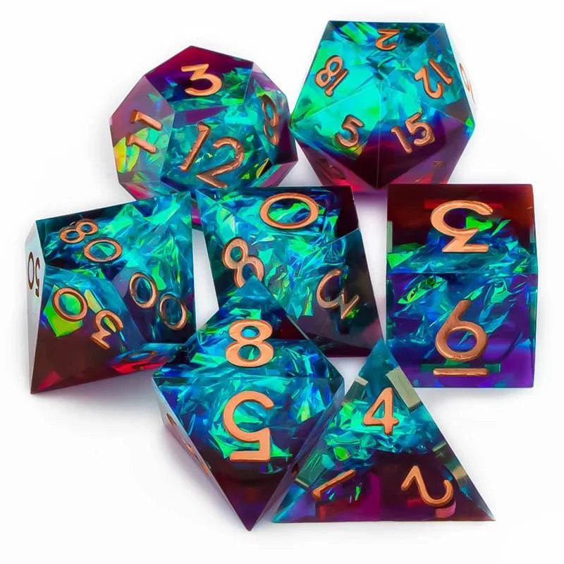 DnD Handmade Death Volcano Dice Set for Dungeons and Dragons, D&D Full Set Sharp Edge Resin Dice, Role Playing Games - The Adventurer's Chest