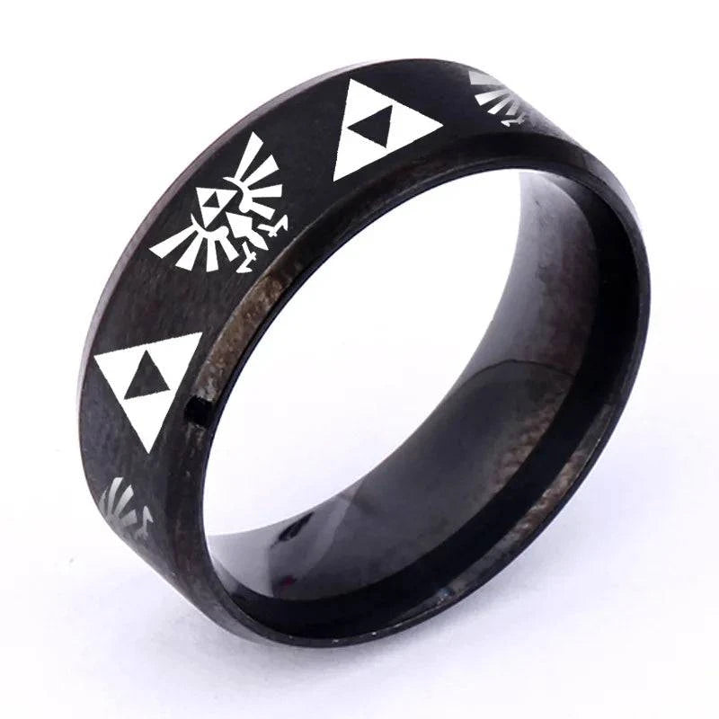 BAECYT Triforce Triangle Symbol Stainless Steel Band Ring for Cosplay and Party - Unisex Jewelry