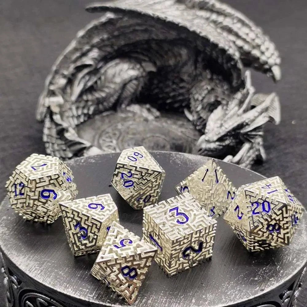 7Pcs Dragon Hollow Metal DND Dice Set for Dungeon 7 D&D Die Set with Metal Gift for Dungeons & Dragon Game Polyhedral Dice D20 - The Adventurer's Chest