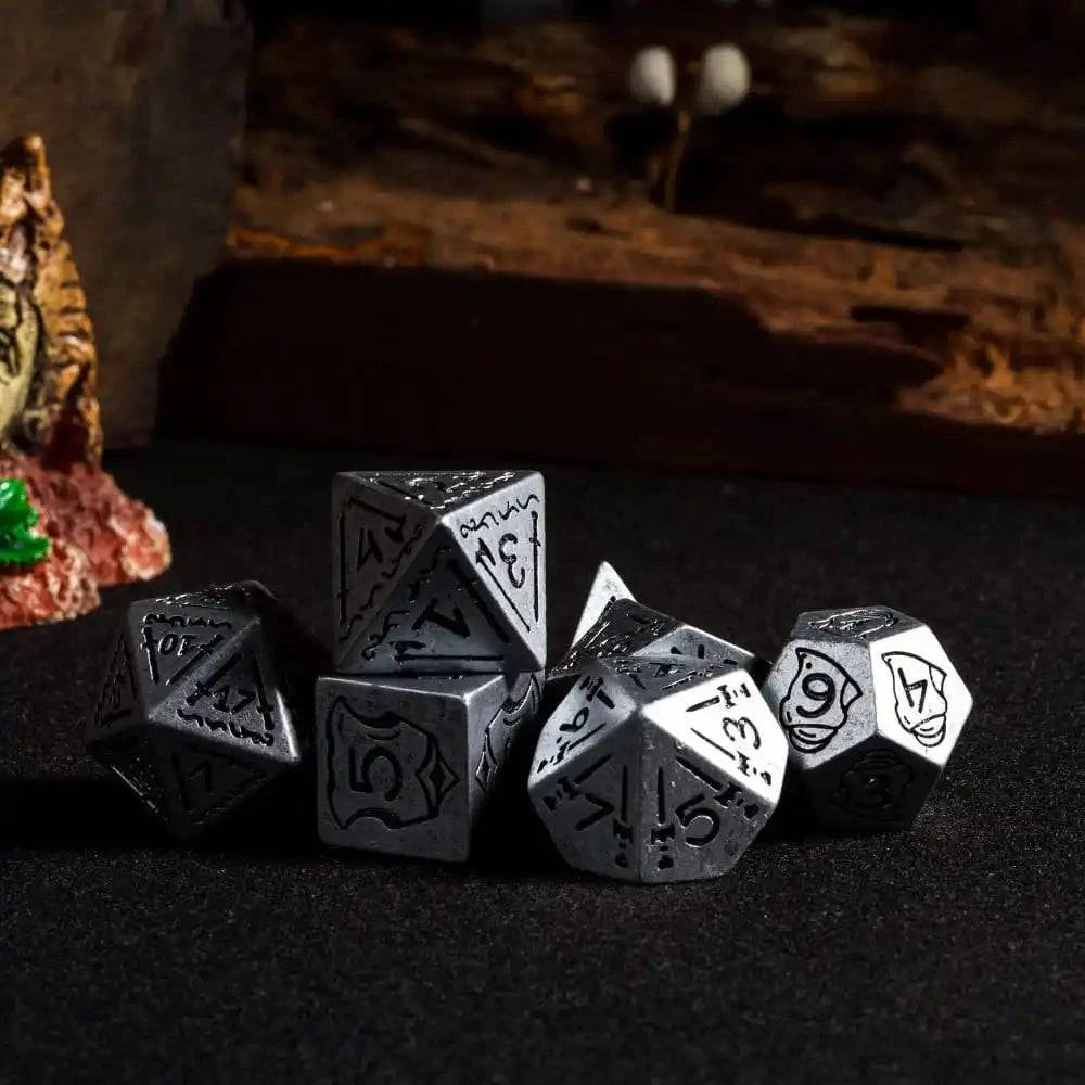 Cusdie Retro Style DND Dices with Shield Sword Resin D&D Dice D4-D20 Polyhedral Game Dice Set for Role Playing Board Games - The Adventurer's Chest