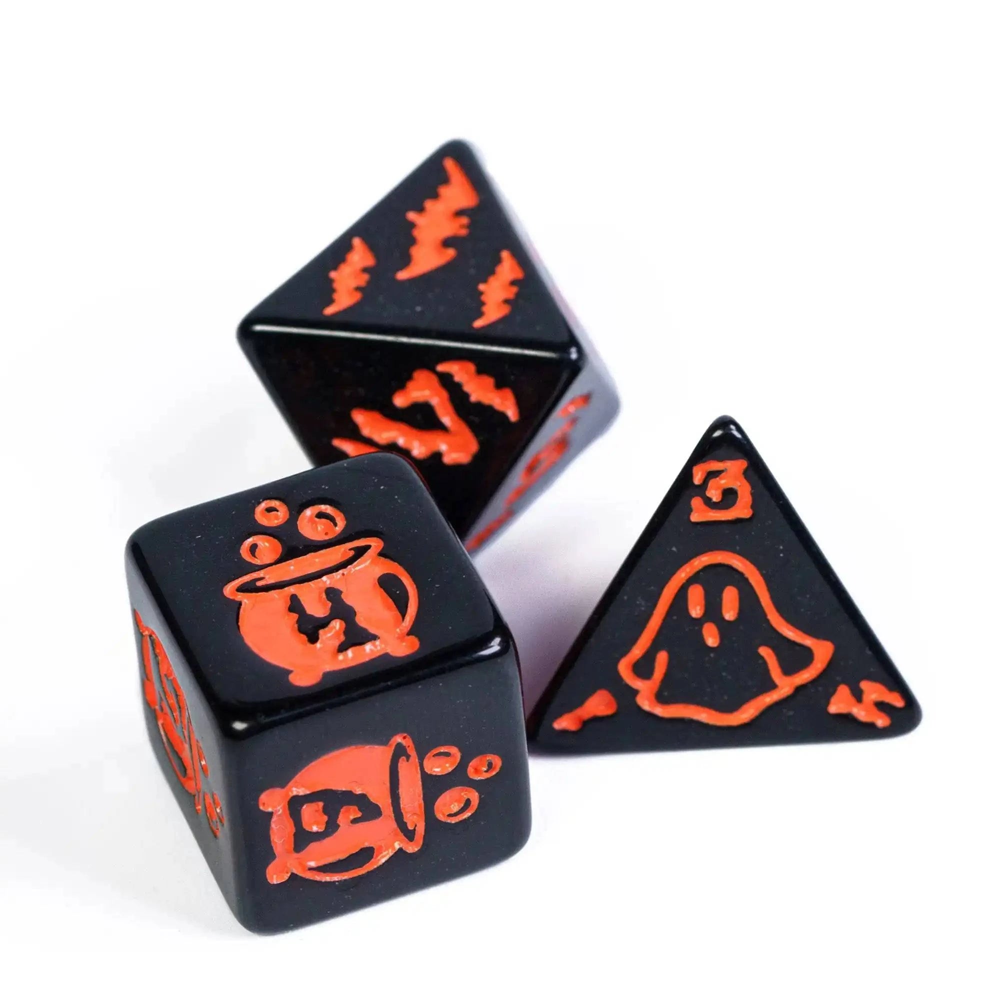 Cusdie Halloween Dice DND 7Pcs Resin D&D Dice Pumpkin Bat Ghost D4-D20 Polyhedral Dice for Role Playing Board Game Lover Gift - The Adventurer's Chest