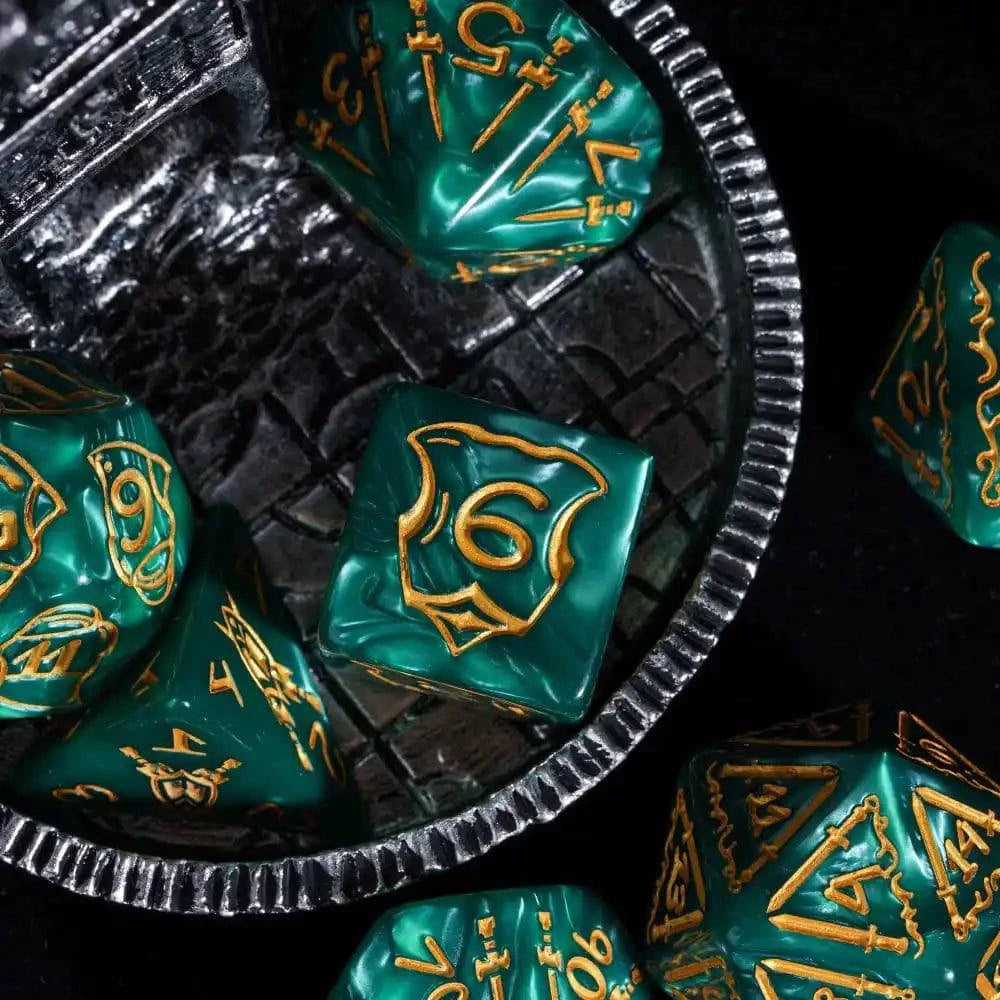 25mm Big Size DnD Dice Set with Shield Sword Pattern 7Pcs/Set High Quality Polyhedral Dice D4~D20 for D&D Role Playing Games - The Adventurer's Chest