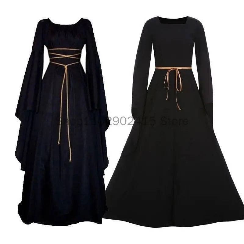 Gothic Medieval Witch Costume for Women - Vampire Bride Cosplay Dress for Halloween and Carnival 2023