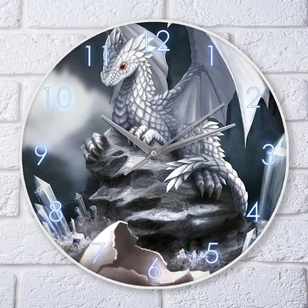 Enchanted Baby Dragon LED Wall Clock - Glow-in-the-Dark Fantasy Decor for Kids' Rooms