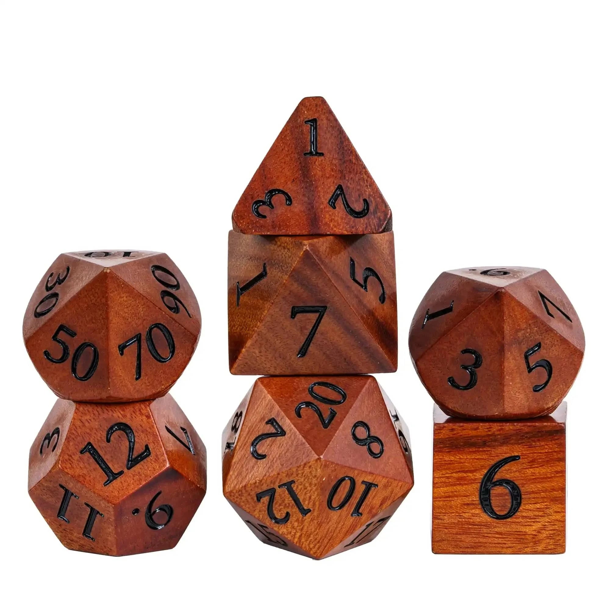 D&D Wooden Dice Set 7PCs D4-D20 Polyhedral Games Dice for Dungeons and Dragons Role Playing Game TRPG Table Accessories Gifts - The Adventurer's Chest