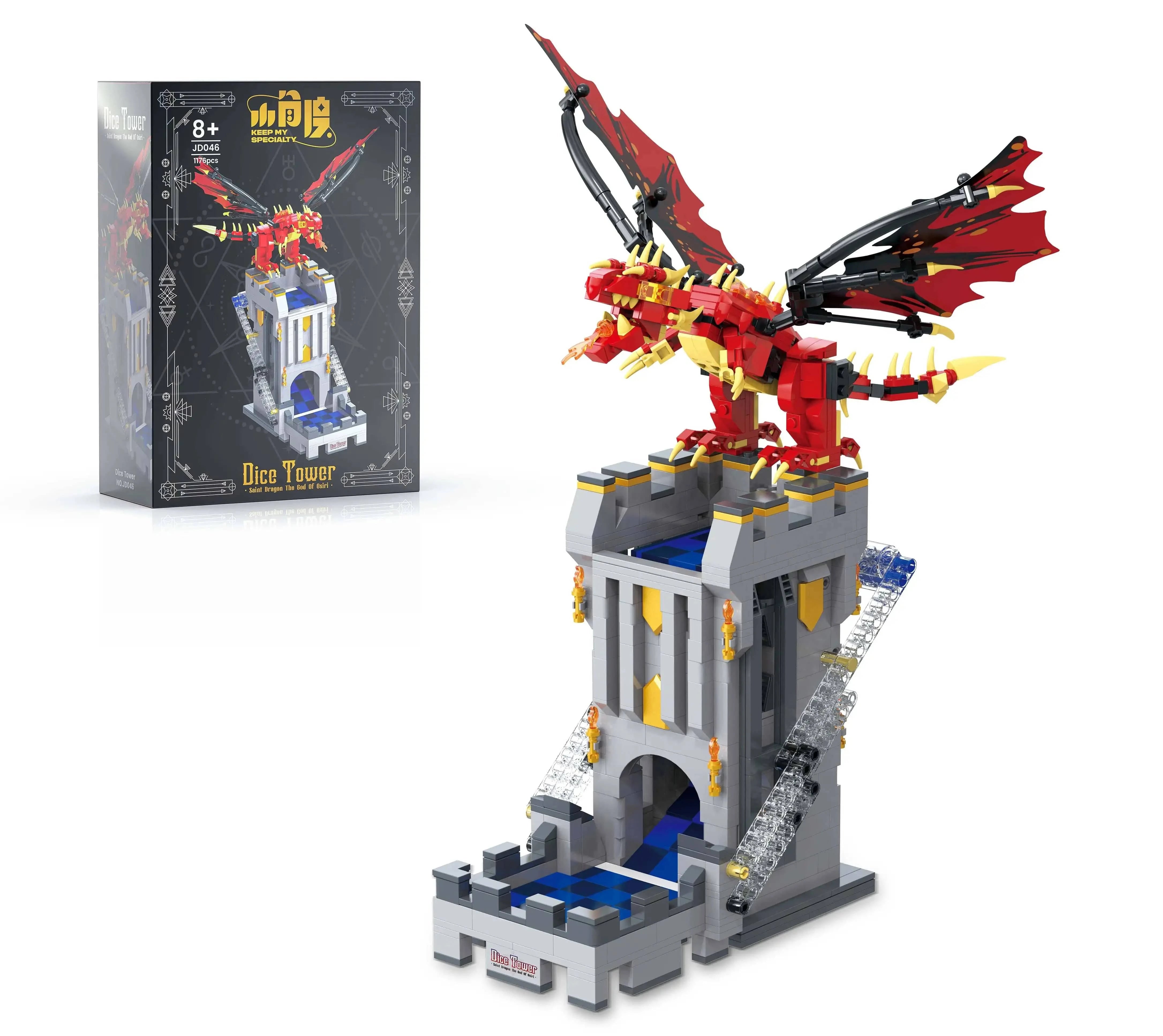 MOC Fantasy Dragon Tower Building Blocks Set - Educational Architecture Toys for Kids and Gift Ideas