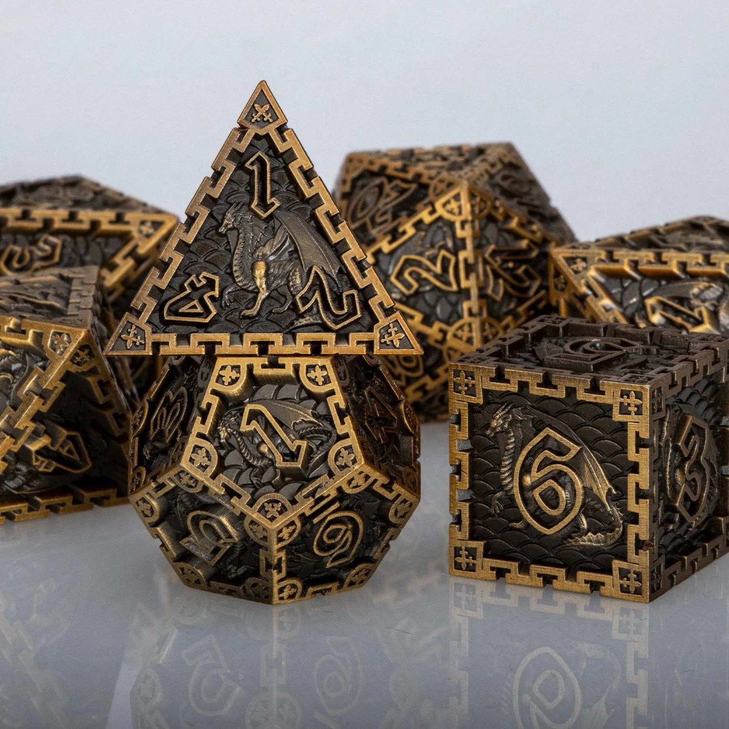 D&D Dungeon and Dragon DND D20 Dice Set Role Playing Game Metal Polyhedral Dice Set for RPG Board Games D20 D12 D10 D8 D6 D4 - The Adventurer's Chest