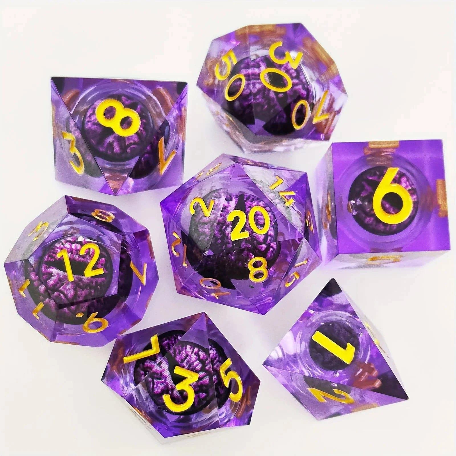 7PCS/Set Dnd Liquid Flow Eye Dice Set Ring Sharp Edge Polyhedral Dungeon and Dragon Pathfinder Role Playing Board Game D&D Dice - The Adventurer's Chest