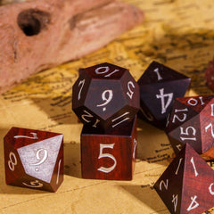 Cusdie DND Wooden Dice Set Unique Stripe D&D Dice 7Pcs D4 D6 D8 D10 D% D12 D20 Polyhedral Games Dice Set for Table Games TRPG - The Adventurer's Chest