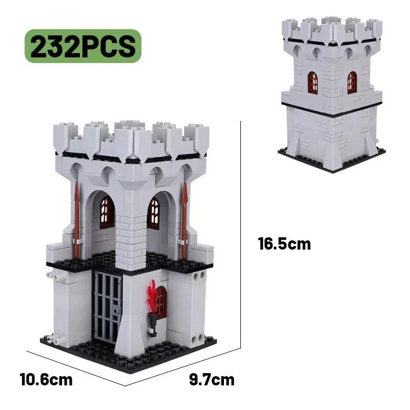 Medieval Castle Siege Building Set with Guard Tower, Carriage, and Stable - Bricks Toy for Boys Ages 14+