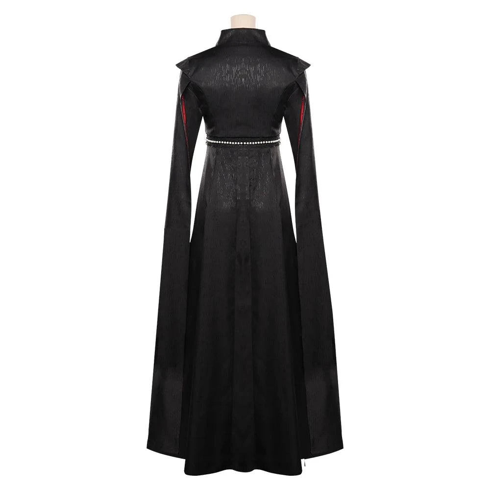 Rhaenyra Targaryen Fantasy Cosplay Costume for Women - Black PU Dress and Cloak for Roleplay and Parties