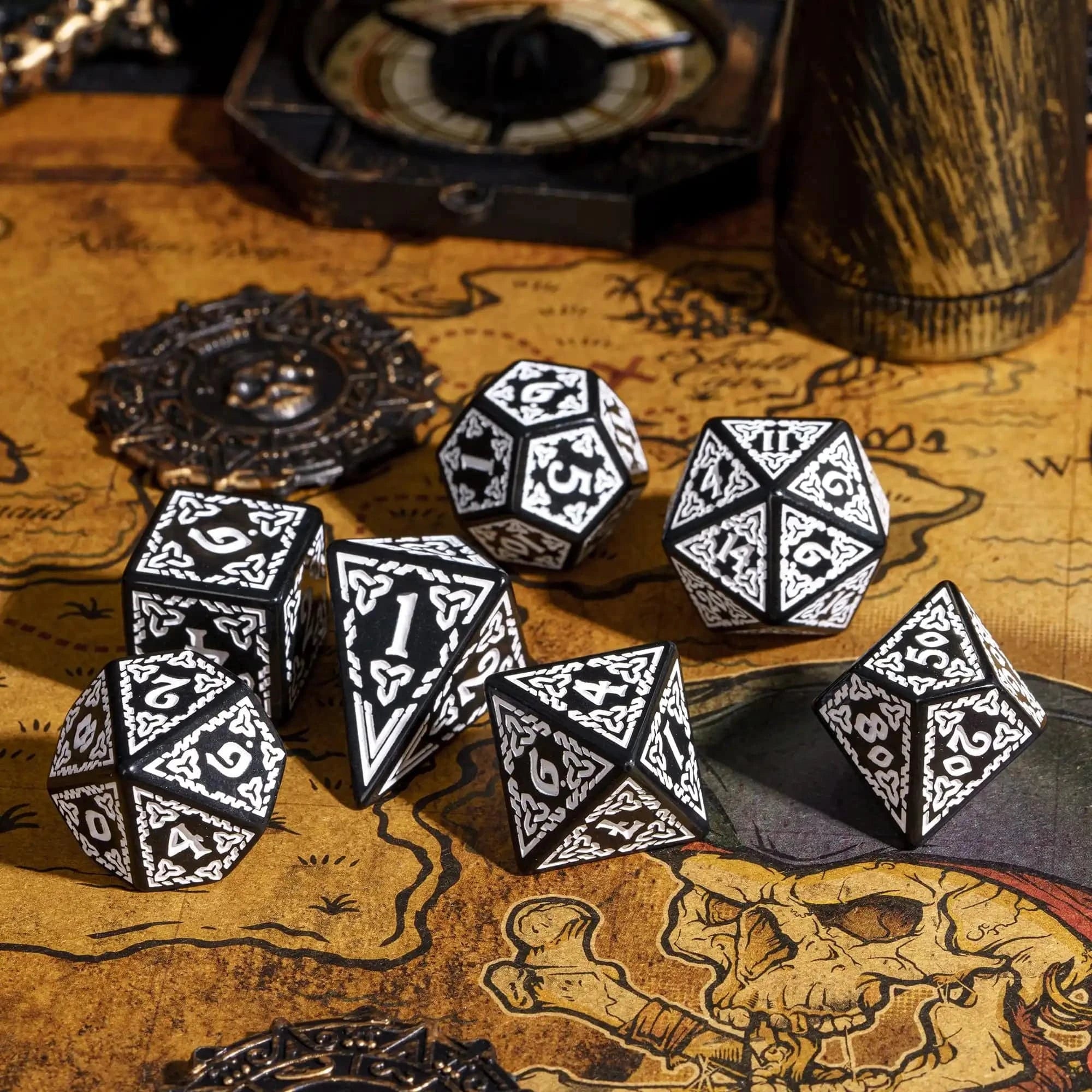 DND Celtic Knot Dice with Unique D4 7Pcs/Set New Pattern D4- D20 Polyhedral Dice for Role Playing Board Game D&D Tabletop Games - The Adventurer's Chest