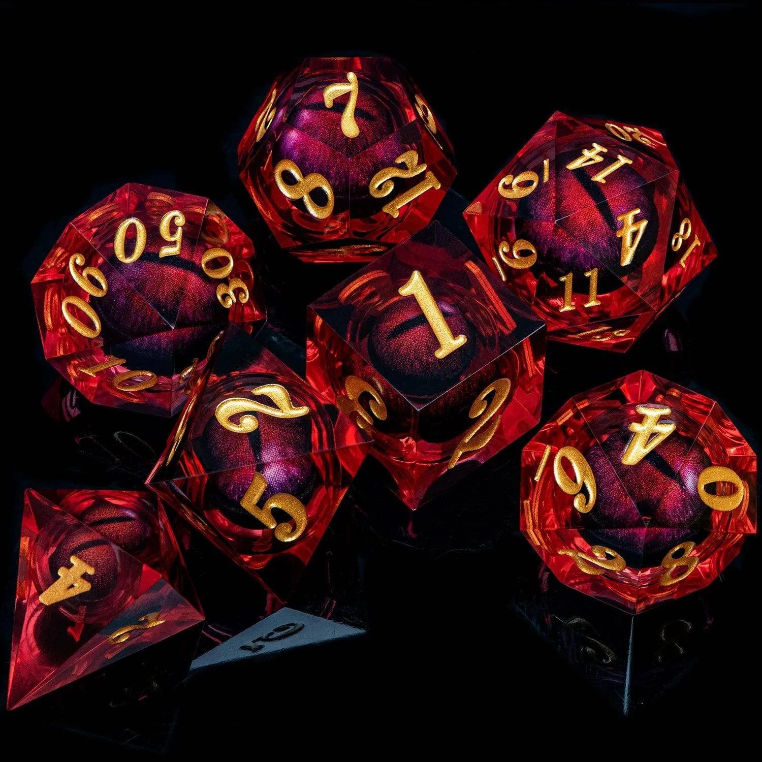 D&D Liquid Flow Core Dice & Liquid Activity Eye & Ring Sharp Edge D and D  Dungeon and Dragon Pathfinder Role Playing Games Dice - The Adventurer's Chest