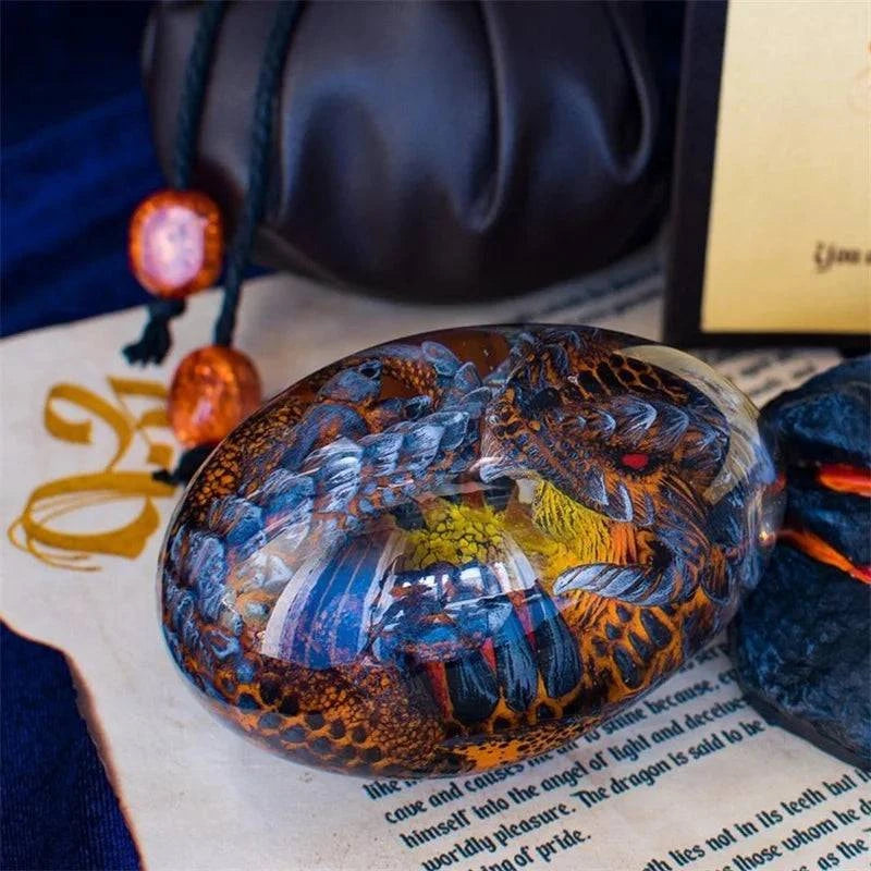 Luminous Dragon Egg: Enchanted Lava Dinosaur Resin Sculpture for Adventurers and Collectors - The Adventurer's Chest