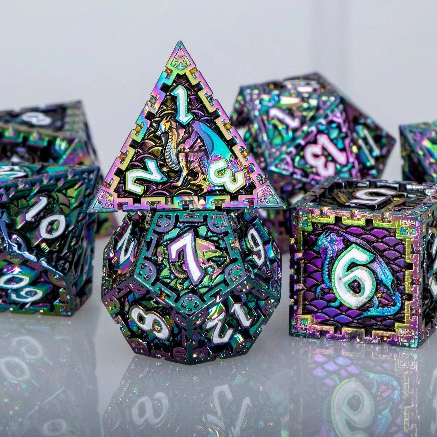 DND Metal Dice Set Dungeon and Dragon Polyhedral Dice for  Pathfinder D&D Dice Role Playing Game D20 D12 D10 D8 D6 D4 - The Adventurer's Chest