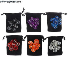 7pcs/set Polyhedral Dice Set with Pouch 6 Colors Numbers of D4 D6 D8 D10 D% D12 D20 for DND RPG Table Games - The Adventurer's Chest