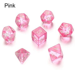 7 Pcs Set Clear Pink Dice Numbers D4 D6 D8 D10 D Percentage D12 D20 Polyhedral Dices Kit for DND COC TRPG RPG Board Games Party - The Adventurer's Chest