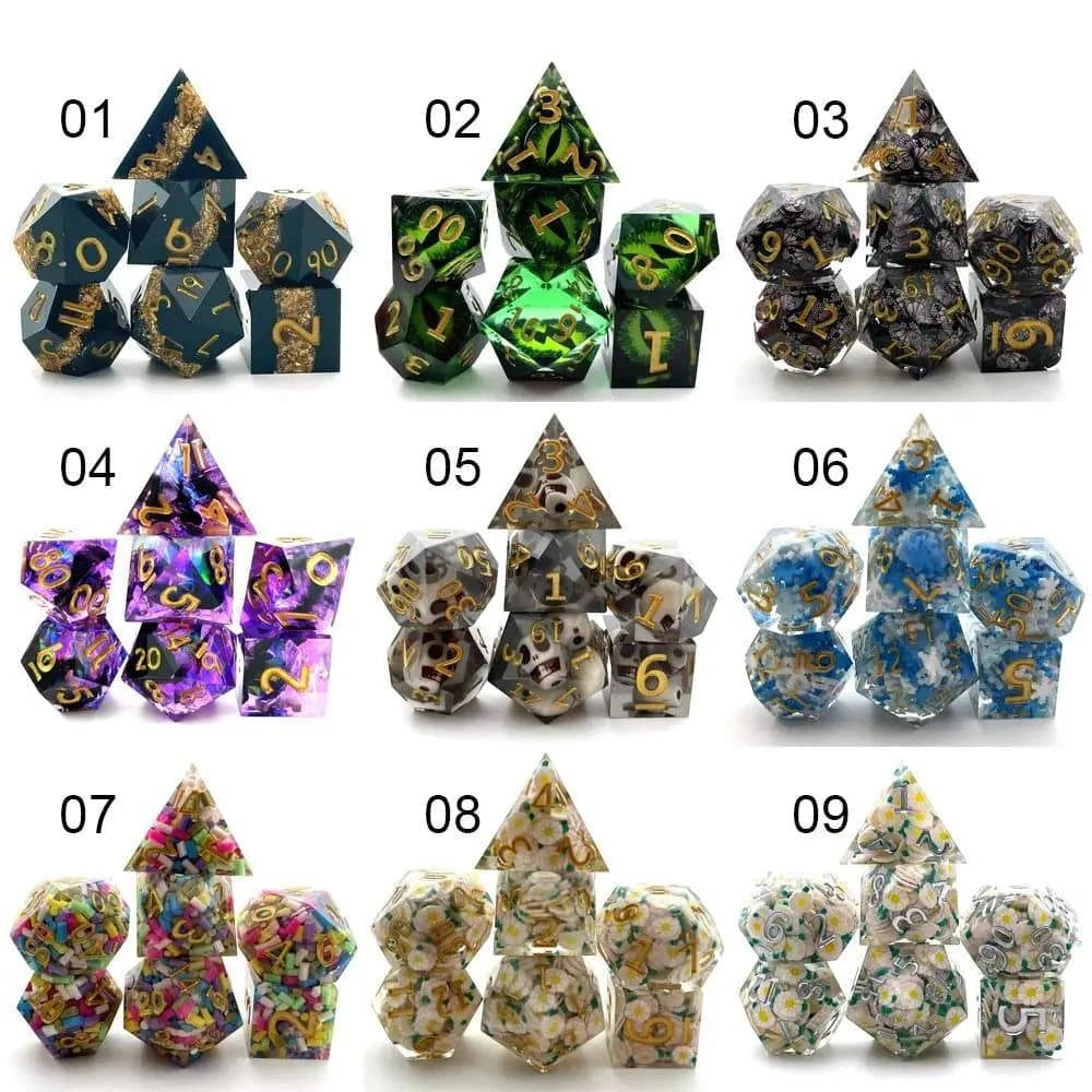 7Pcs Polyhedral Resin Dice Set Dices Table Games Accessory D6 D8 D10 D12 D20 For D&d DND - The Adventurer's Chest